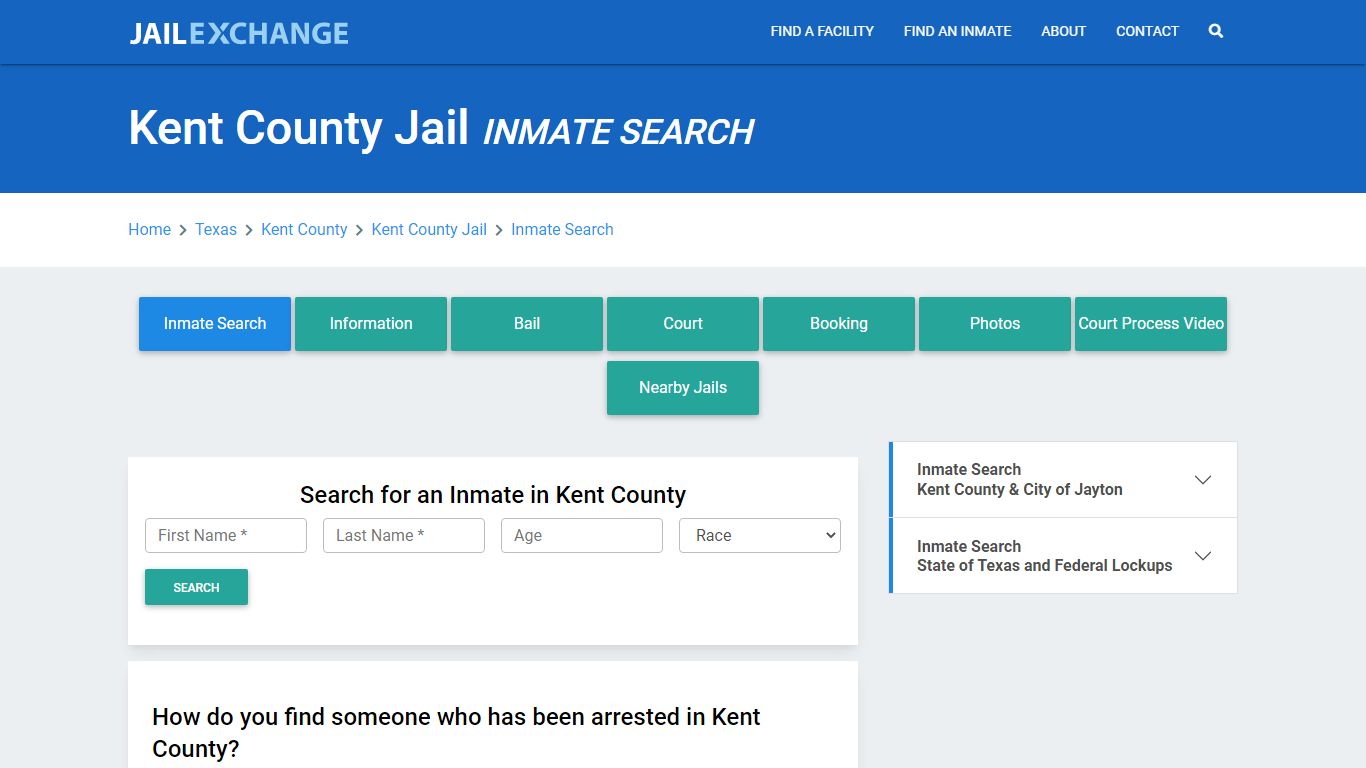 Kent County Jail, TX Inmate Search: Roster & Mugshots