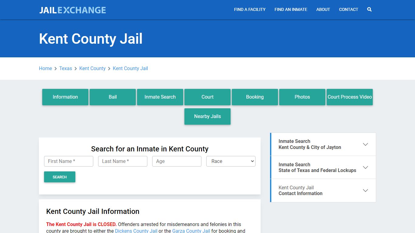 Kent County Jail Roster Lookup, TX, Inmate Search - Jail Exchange